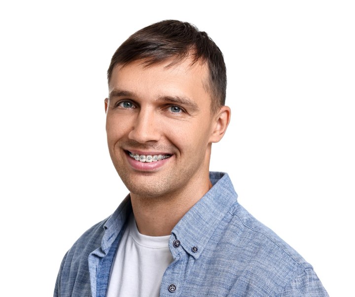 Adult man with braces