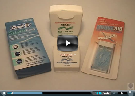Flossing with braces using a floss threader under the archwire